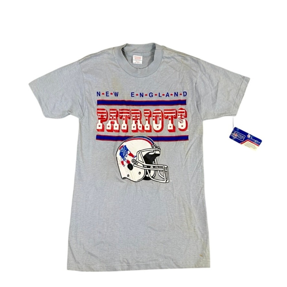 Vintage Champion New England Patriots T-Shirt Mens Medium Gray NWT 90s NFL USA